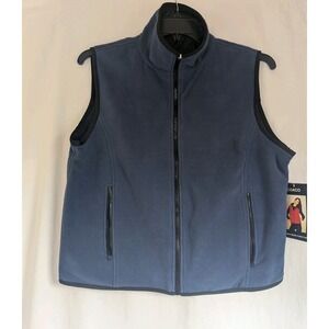 Coaco New York Reversible  Full Zip Black Blue Vest Womens M Poly / Silk NWT